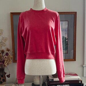 Love, Fire Pink Cropped Crewneck Sweatshirt | Casual Pullover | Size Small